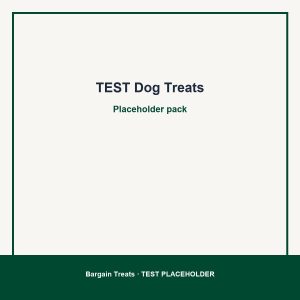 Neutral brand-colour placeholder for TEST Dog Treats — test catalogue only, not a real product photo